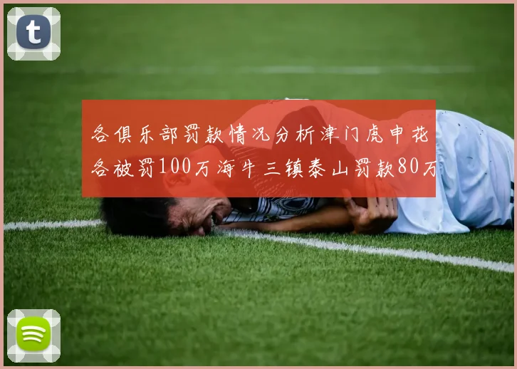 各俱乐部罚款情况分析津门虎申花各被罚100万海牛三镇泰山罚款80万